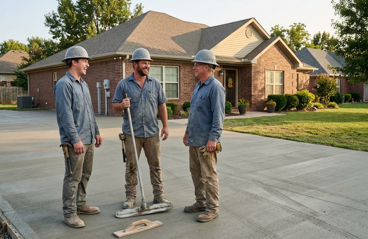 Concrete crew working together on a residential pour